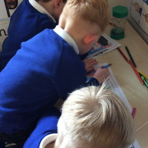 Busy at the writing table